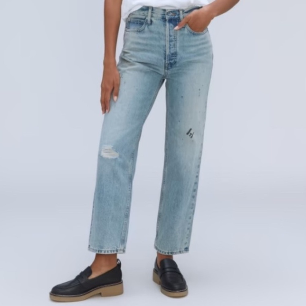 Everlane The 90's Way High Jean - Paint Splatter and Distressing